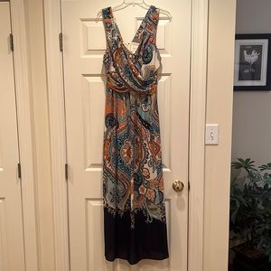 Maeve maxi dress, draped top, paisley design